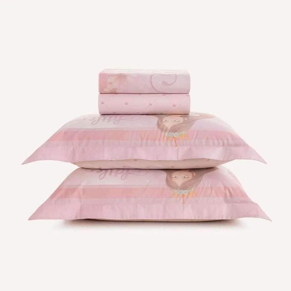 Jogo de Cama Infantil Casal Karsten 200 Fios 100% Algodão Princesinha