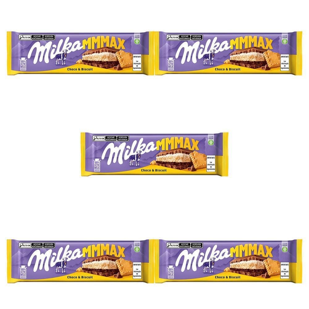 Chocolate Milka Choco E Biscuit Grande Kit 5 Barras De 300G