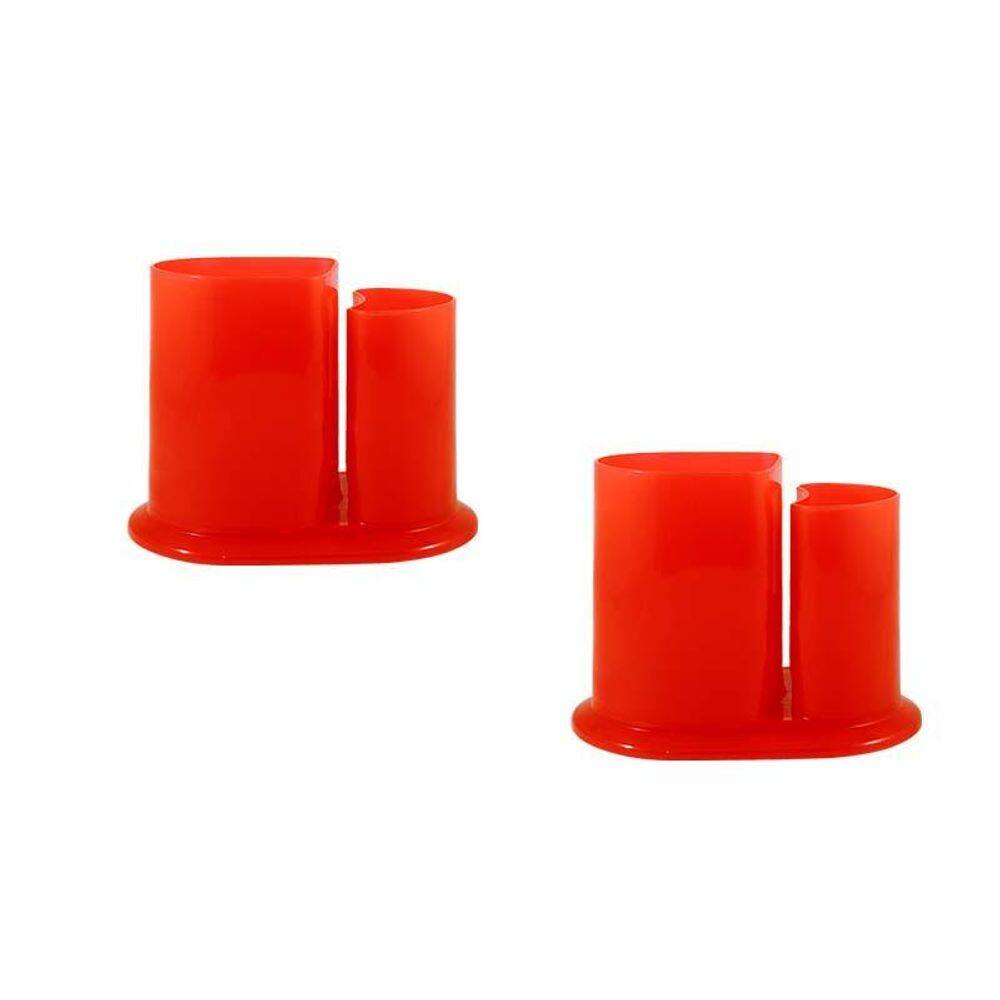 Kit 2 Porta Lápis Duo Laranja Neon Plástico