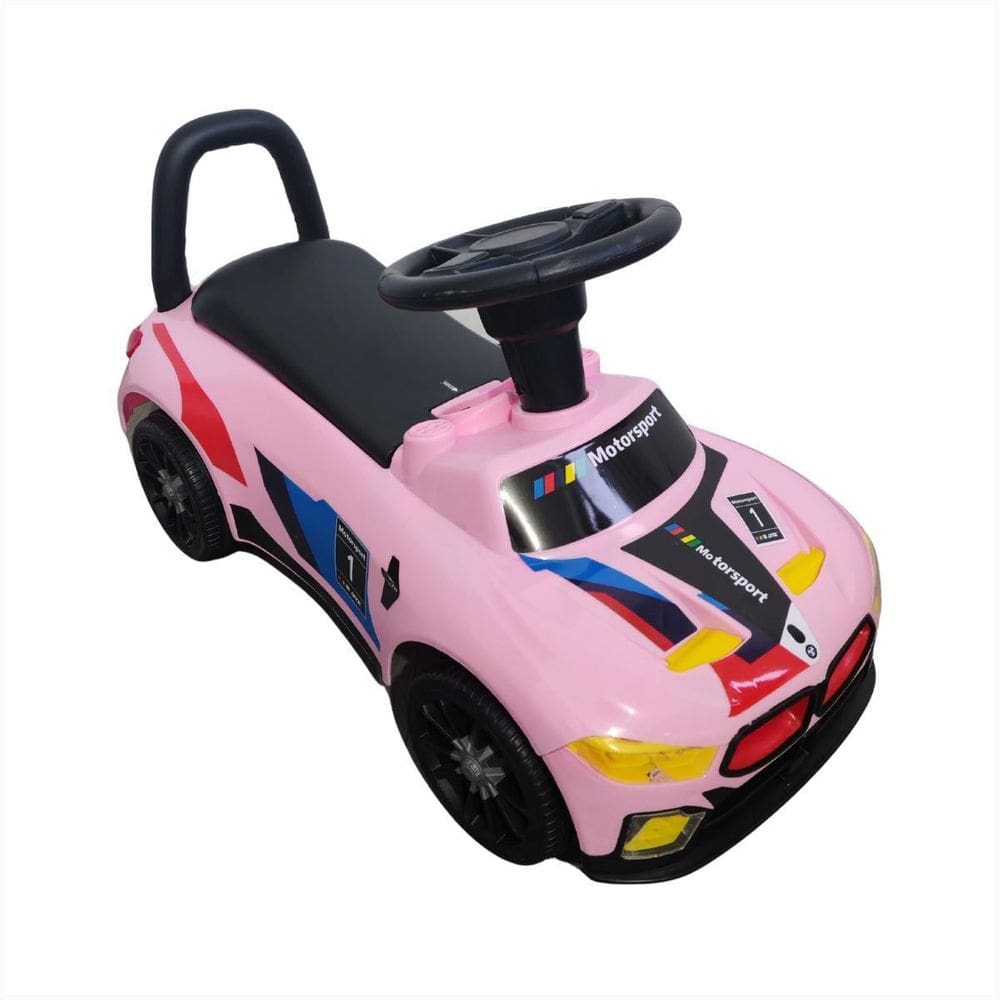 Carrinho De Passeio Infantil Rosa Criança Farol Led C/Musica