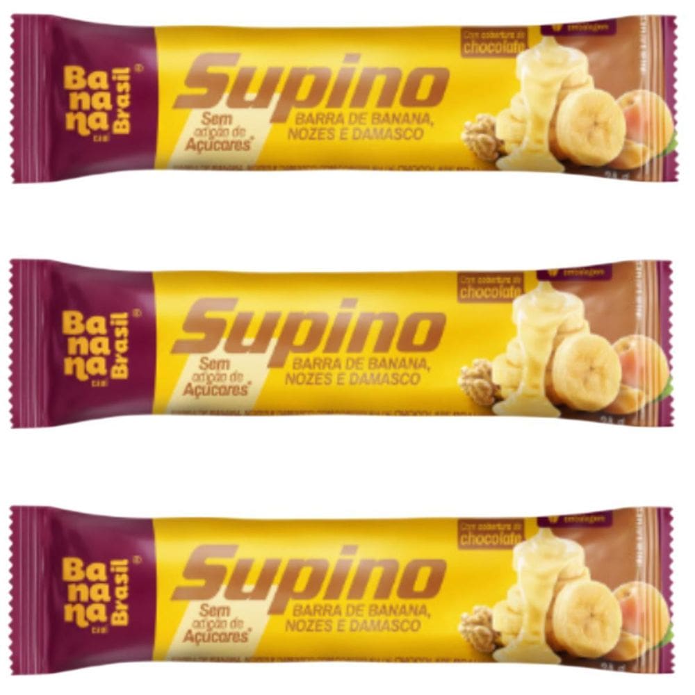 Kit 3 Barra De Banana Com Nozes E Damasco C Choc Branco 24G