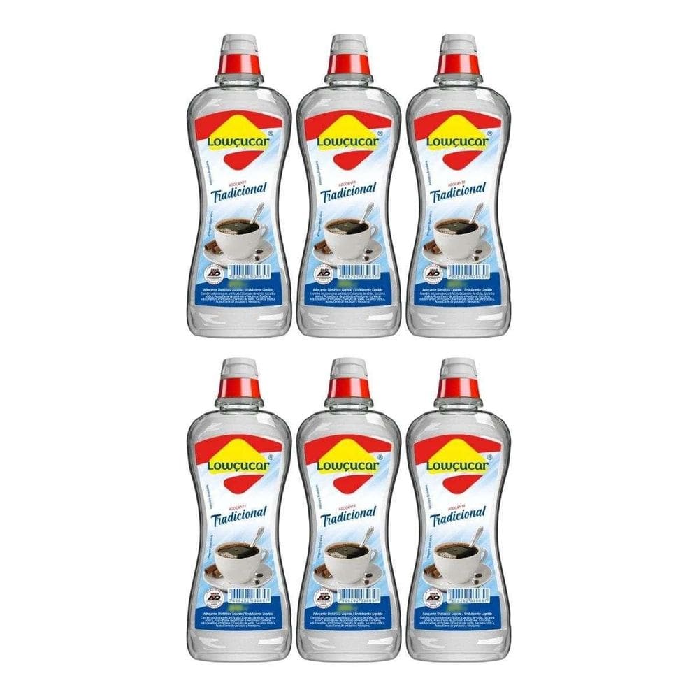 Kit 6 Adoçante Tradicional Liquido Sem Gluten 100Ml Lowçucar
