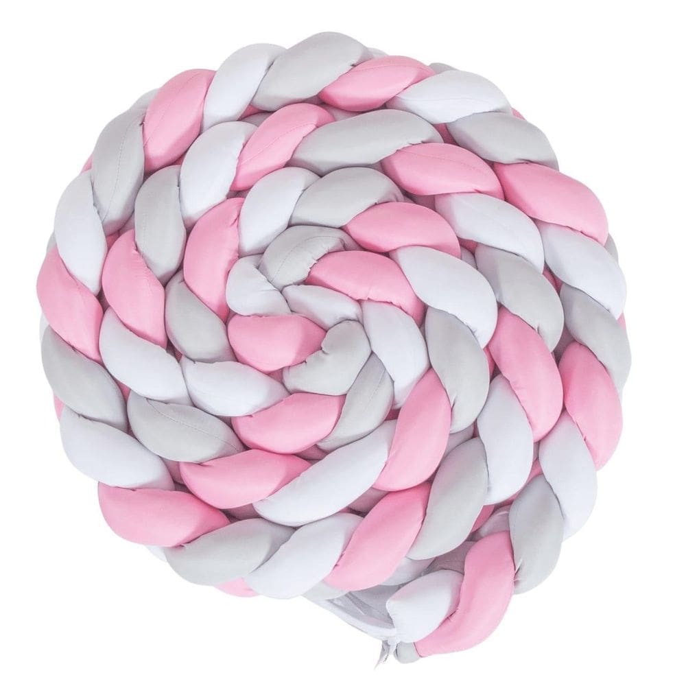 Trança Protetora 4 Metros Berço Bebê Rosa Cinza E Branco