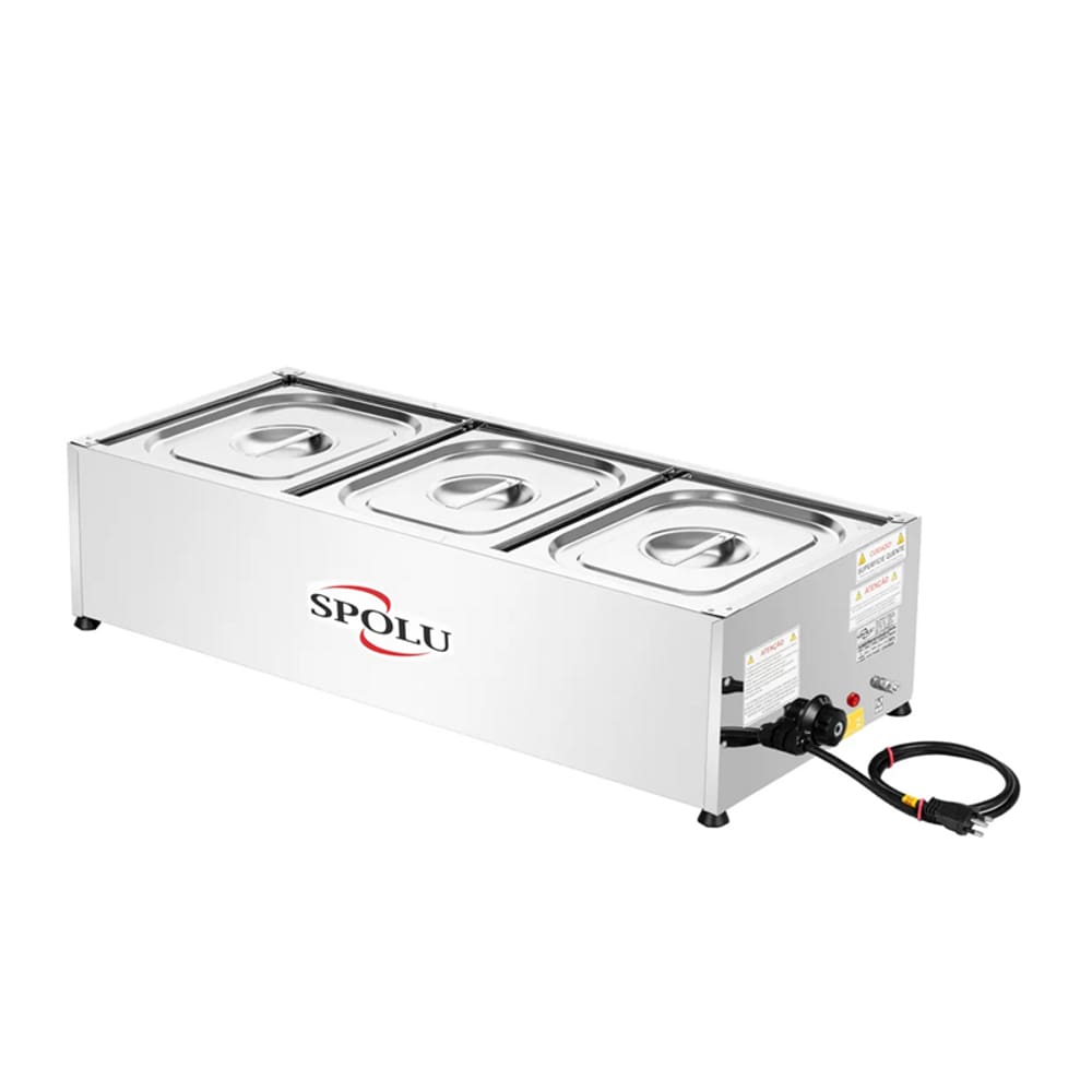 Balcão Buffet Rechaud Térmica Mesa Self Service Elétrico Inox 3 Cubas 220v Spolu