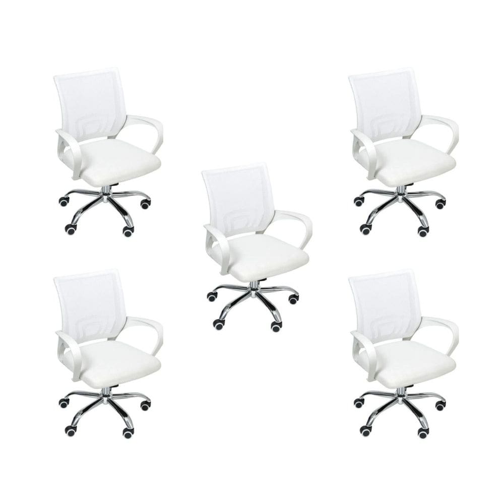 Kit 5 Cadeiras de Escritório Begonia Ergonômico Branco