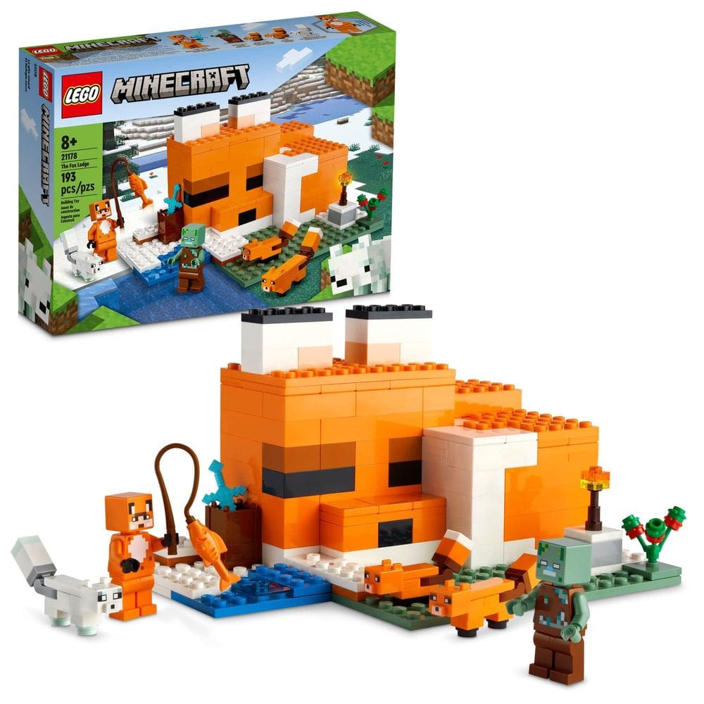 Brinquedo LEGO Minecraft The Fox Lodge House 21178 com figuras 8+
