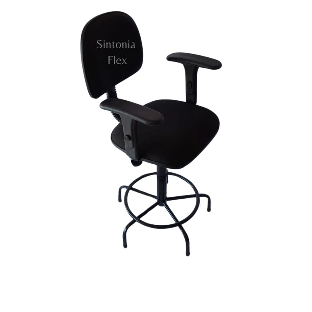 Cadeira caixa alta base fixa tecido preto