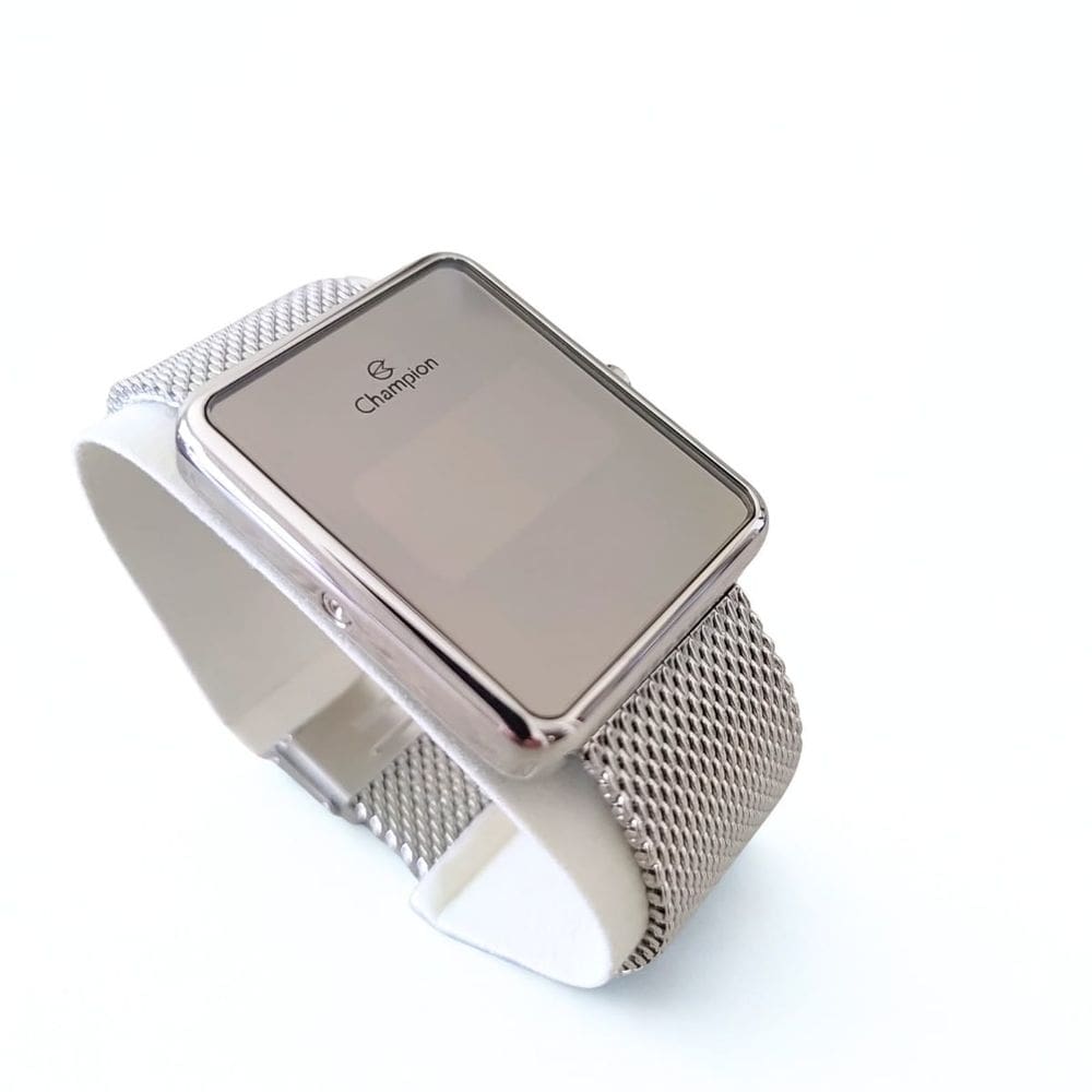 Relógio feminino digital prata 40mm Led Champion