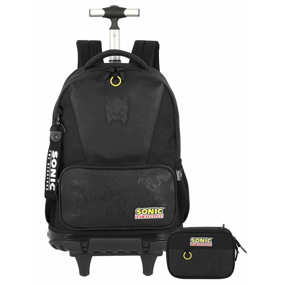 Kit Escolar Sonic Game Mochila Rodinhas E Costa + Estojo Box