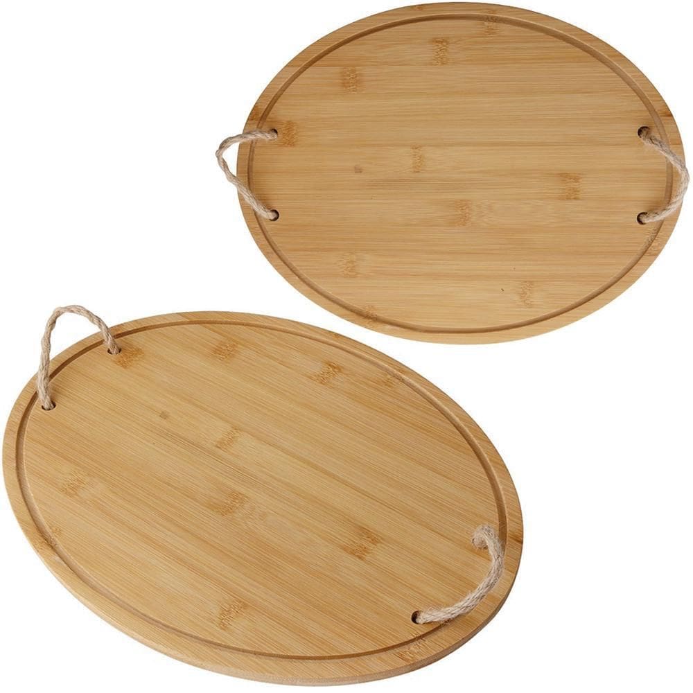 Bandeja De Bambu Oval Com Alca De Corda 38X28,9Cm