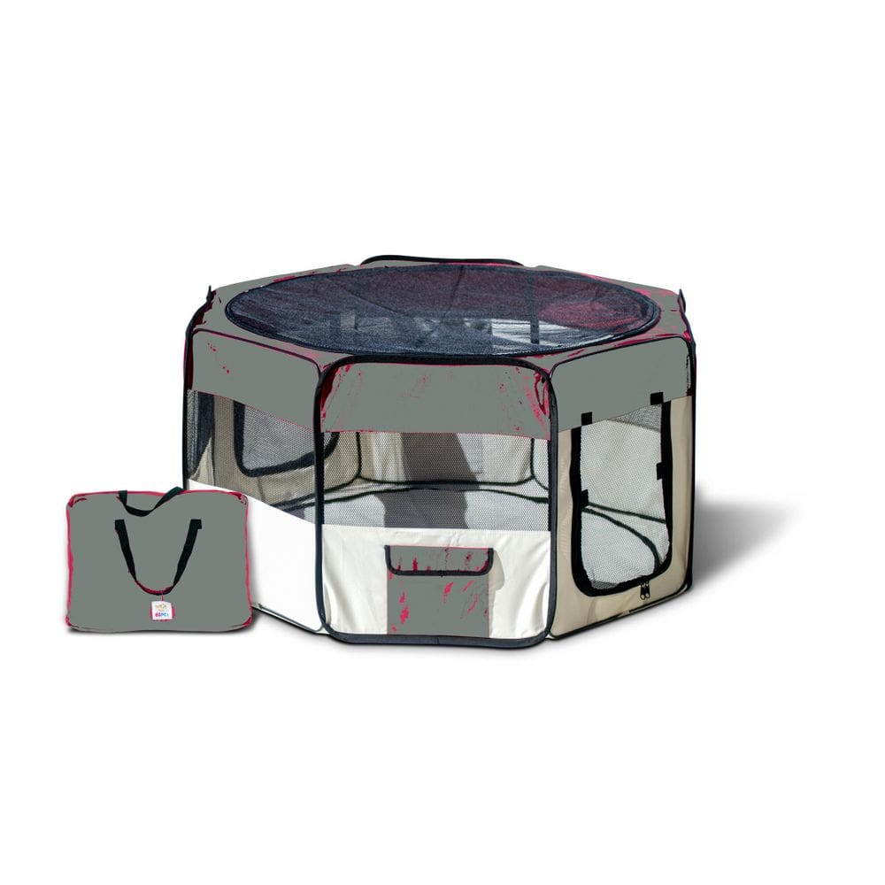 Cercado Para Cães E Gatos -Cinza E Bege - 58X98X152 Cm