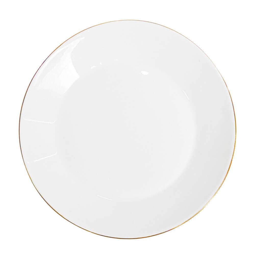 Prato de Sobremesa Catarina em Opaline com Fio de Ouro 19cm 1 peça - Hauskraft