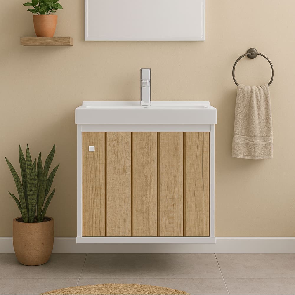 Gabinete Armário para Banheiro 40cm MDF com Cuba - Veneto Berlin