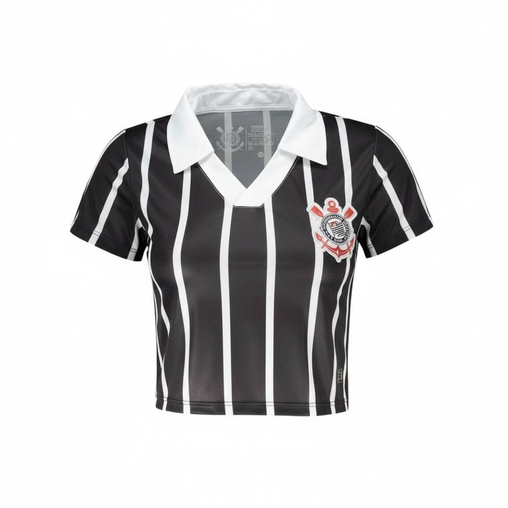Camisa Polo Corinthians Oficial Cropped Logo Bordado