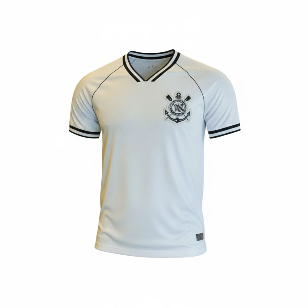 Camisa Corinthians Gola V Dry Raglan Gola V Logo Bordado