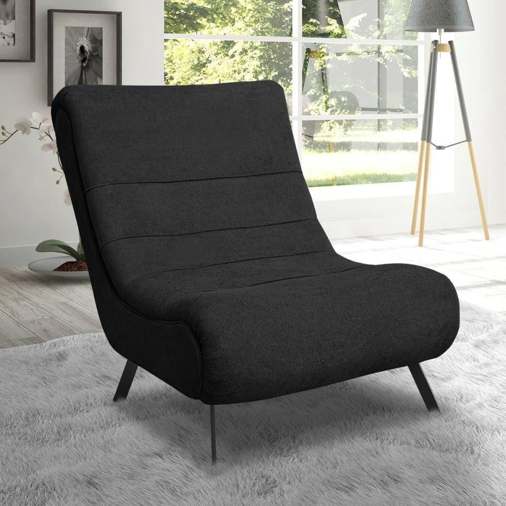 Poltrona Com Pés Em Ferro Tecido Bouclé Vancouver – Lucadi Preto