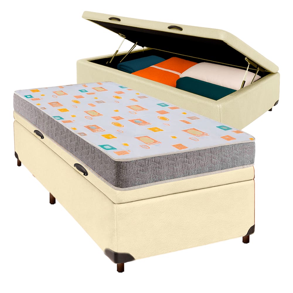 Cama Box Bau Blindado Solteiro + Colchão D20 Inducol