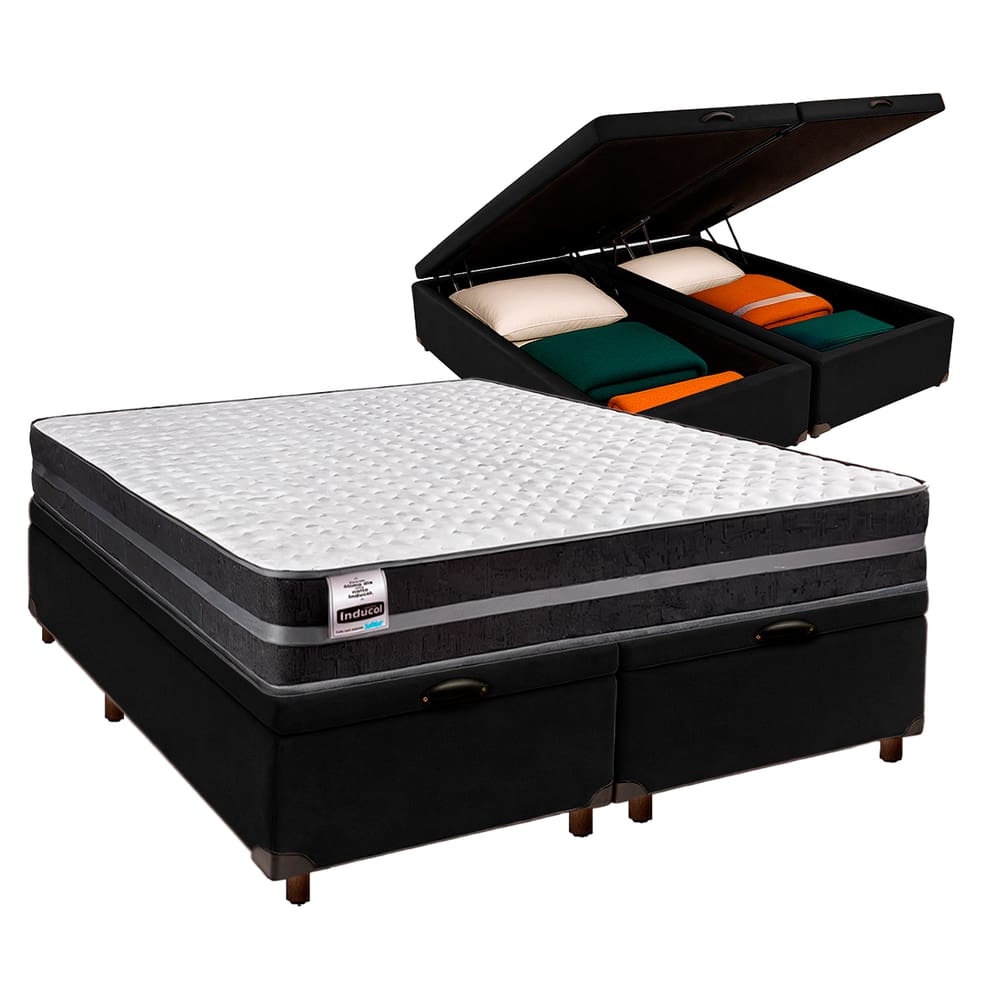 Cama Box Bau + Colchão Queen Molas Ultralastic Bogota Inducol