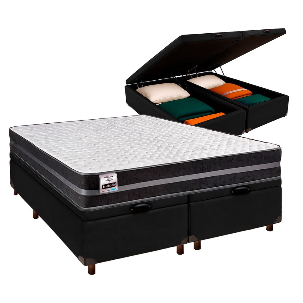 Cama Box Bau + Colchão Queen Molas Ultralastic Bogota Inducol