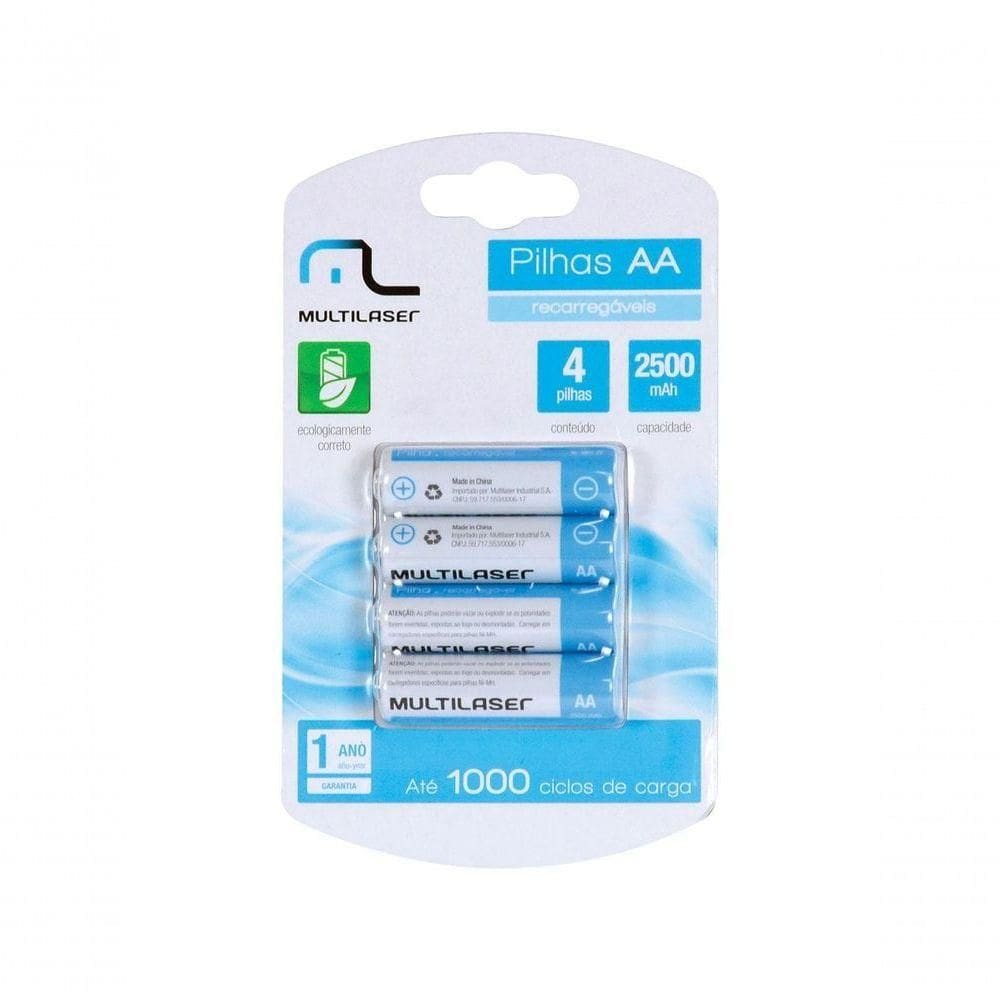 Pilha Recarregável Aa 2500mah C/ 4