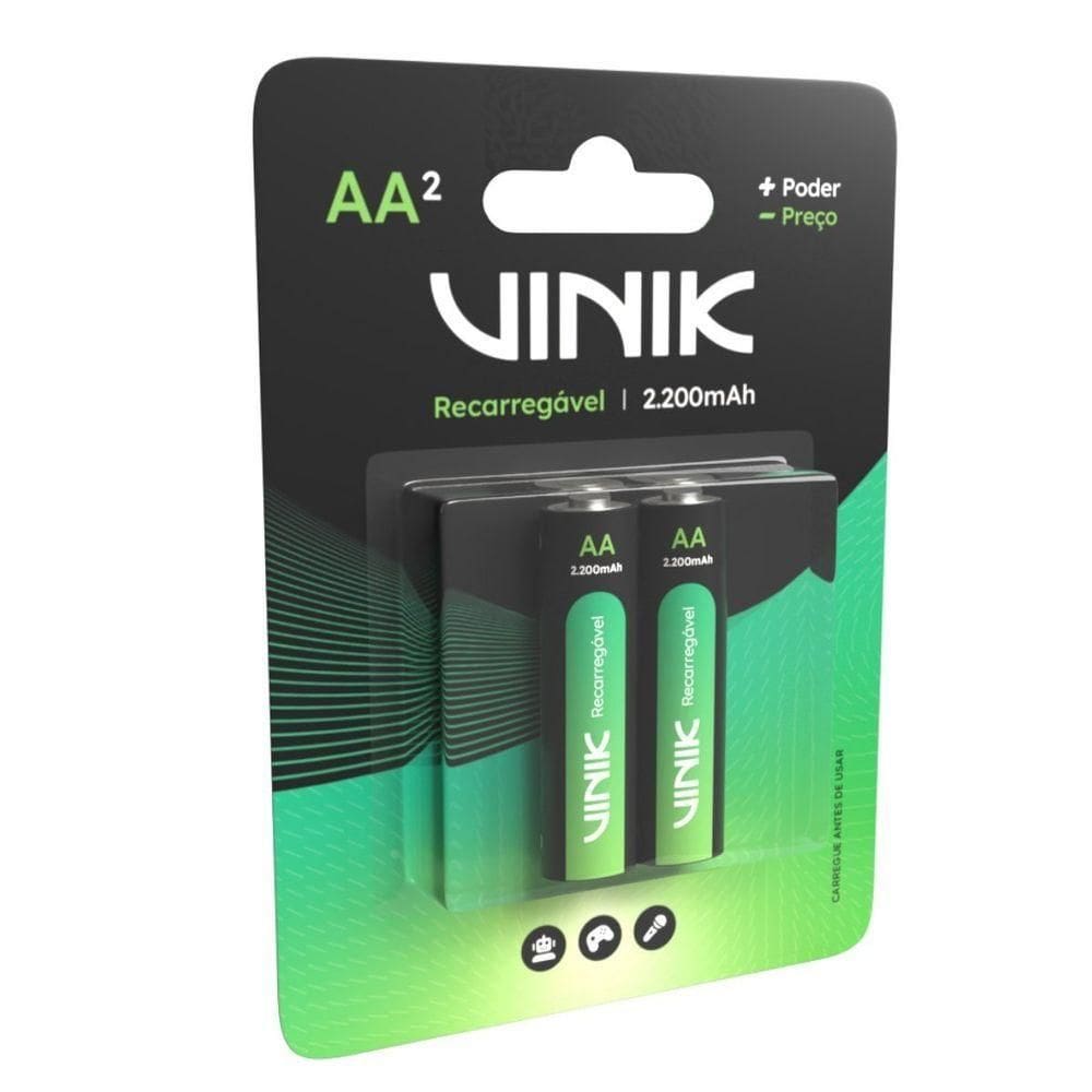 Pilha Recarregável Aa 2200mah C/ 2
