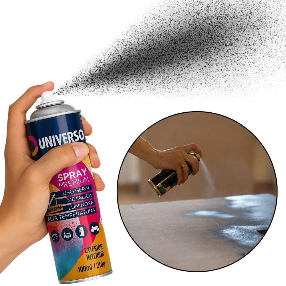 Tinta Spray 400Ml Preto Brilhante Uso Geral Aço Ferro Couro