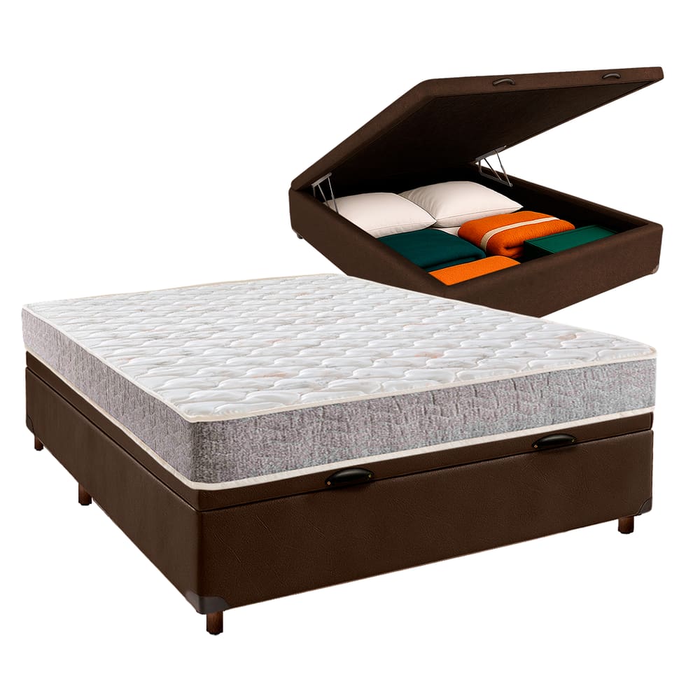 Cama Box Bau + Colchão Casal D23 Inducol