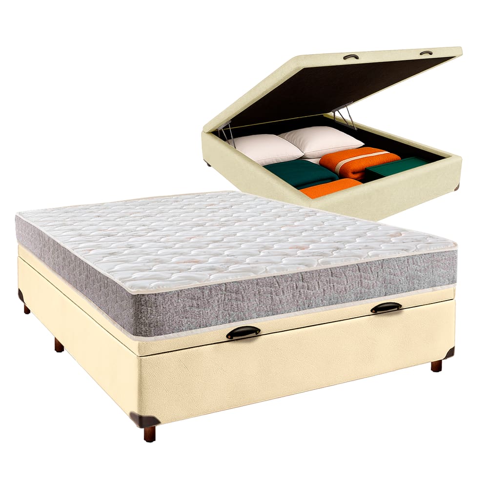 Cama Box Bau + Colchão Casal D23 Inducol