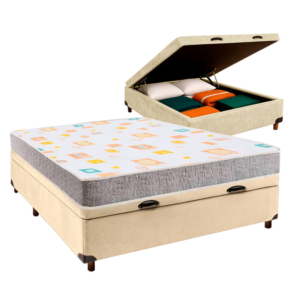 Cama Box Bau + Colchão Casal D20 Inducol