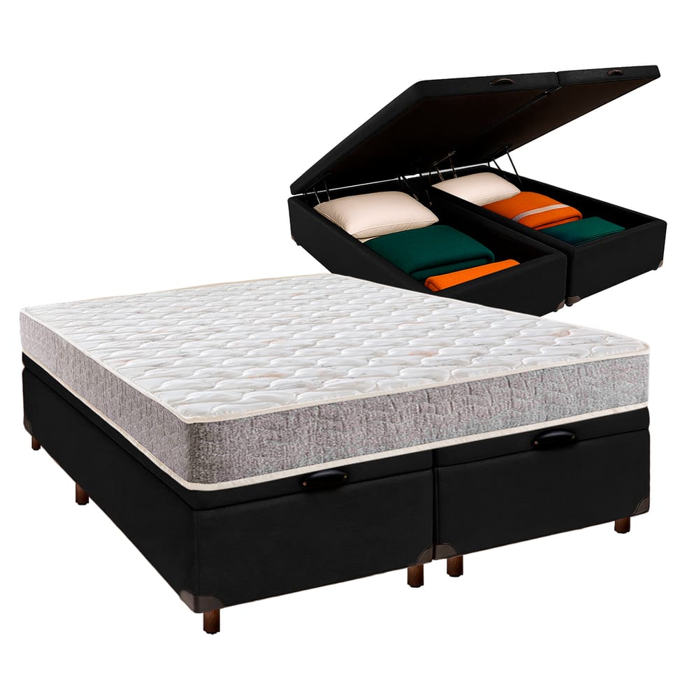 Cama Box Bau + Colchão Casal D23 Inducol