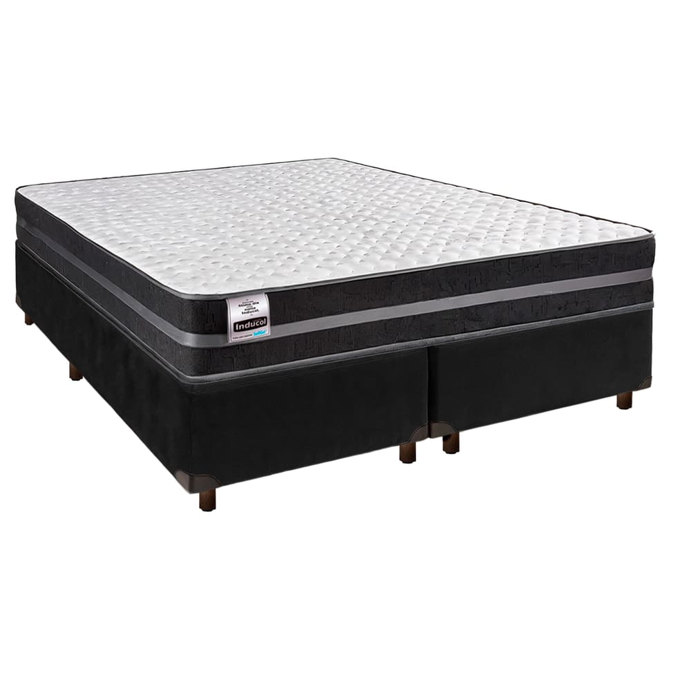 Colchão Queen Molas Ultralastic + Box Preto - Bogota Inducol