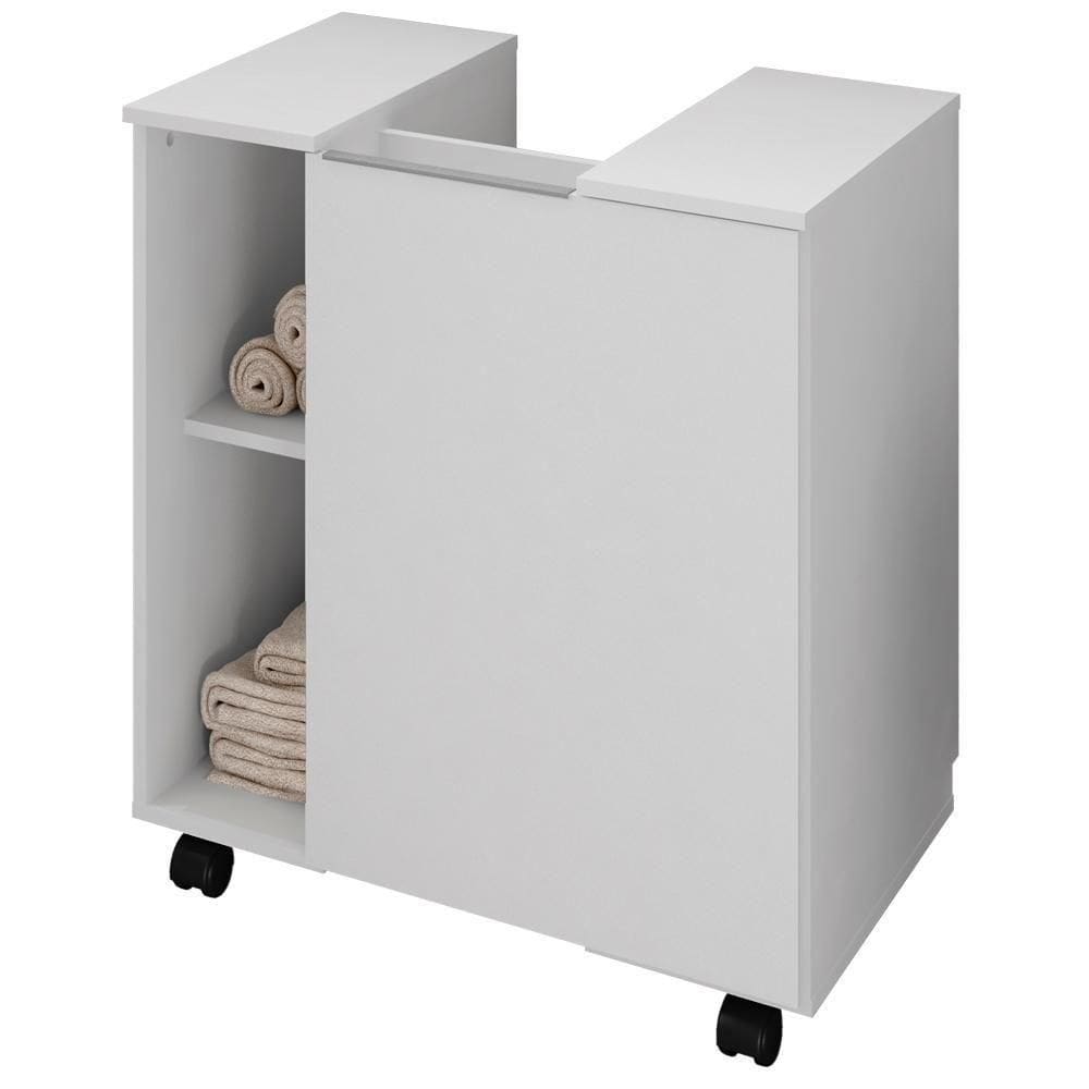 Gabinete Banheiro Pia De Coluna Pequin 56 Cm Bechara Branco