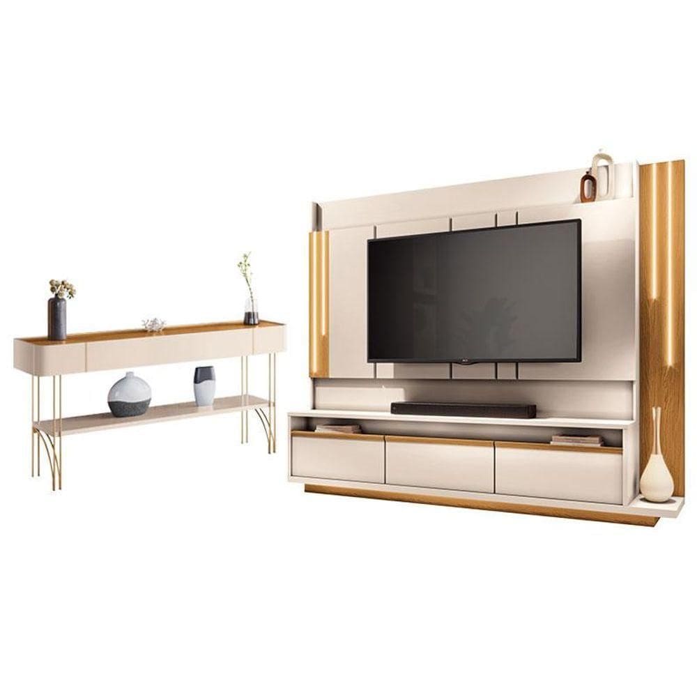 Estante Home Theater Montane E Aparador Vivant Off White Cinamomo - Hb Móveis