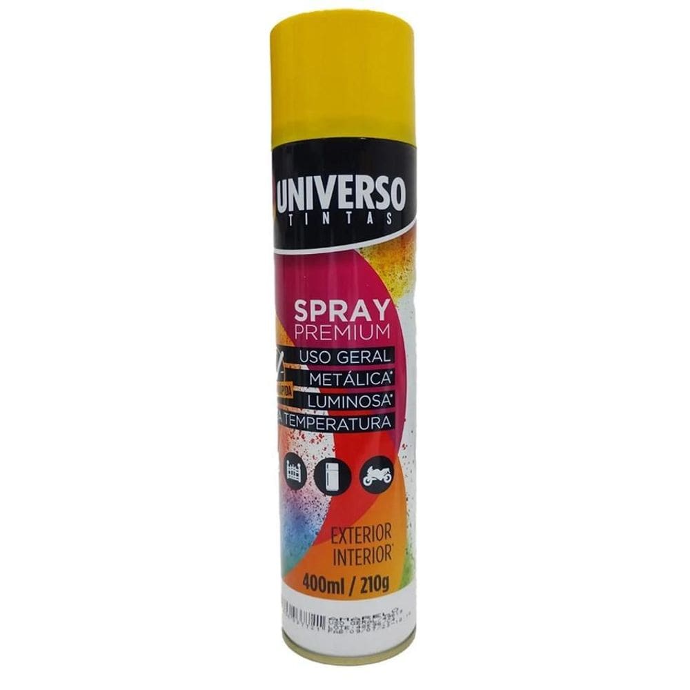 Tinta Spray Uso Geral Amarelo Brilhante 400Ml Universo