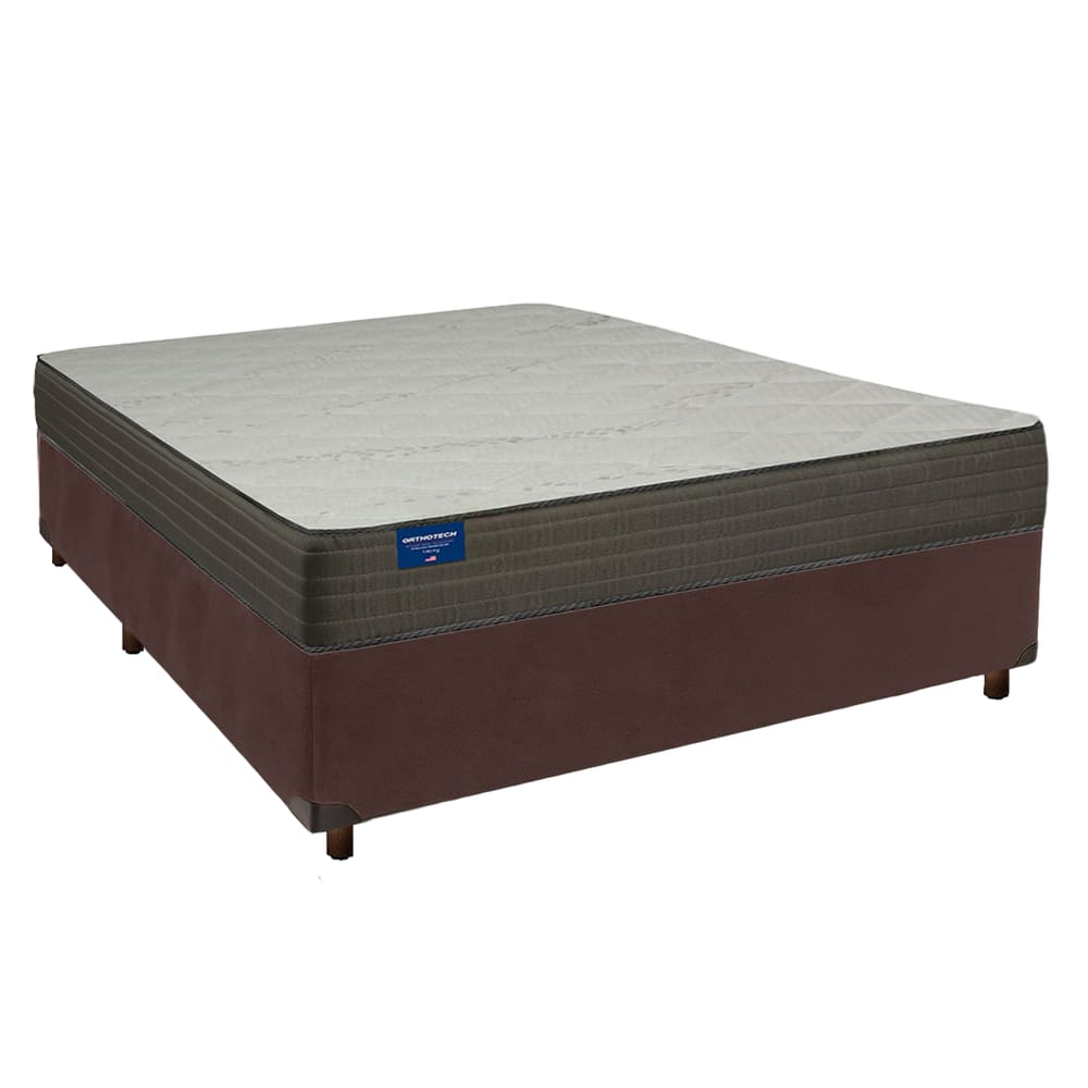 Cama Box Marrom Casal + Colchão D33 Orthotech Inducol