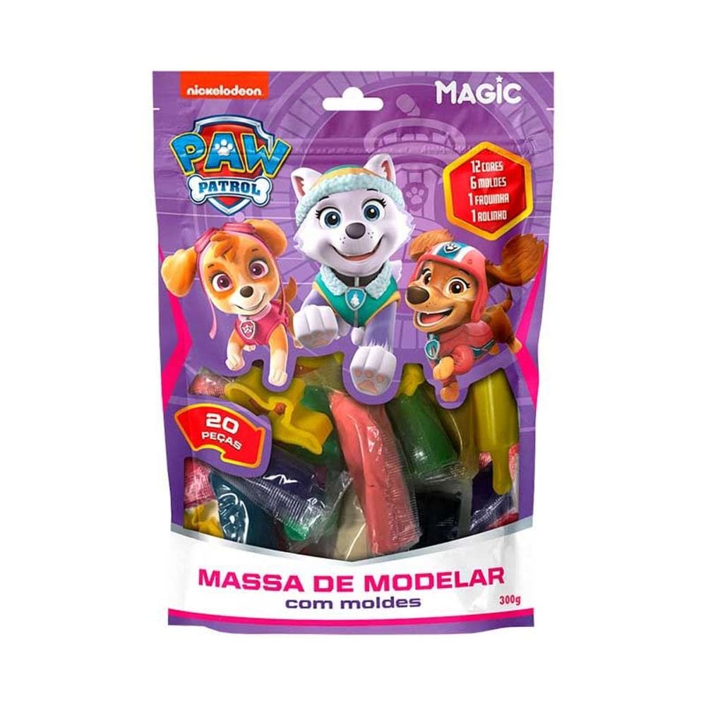 Massa de Modelar 300g com 12 Cores e 2 Acessorios - Everst e a Patrulha Canina