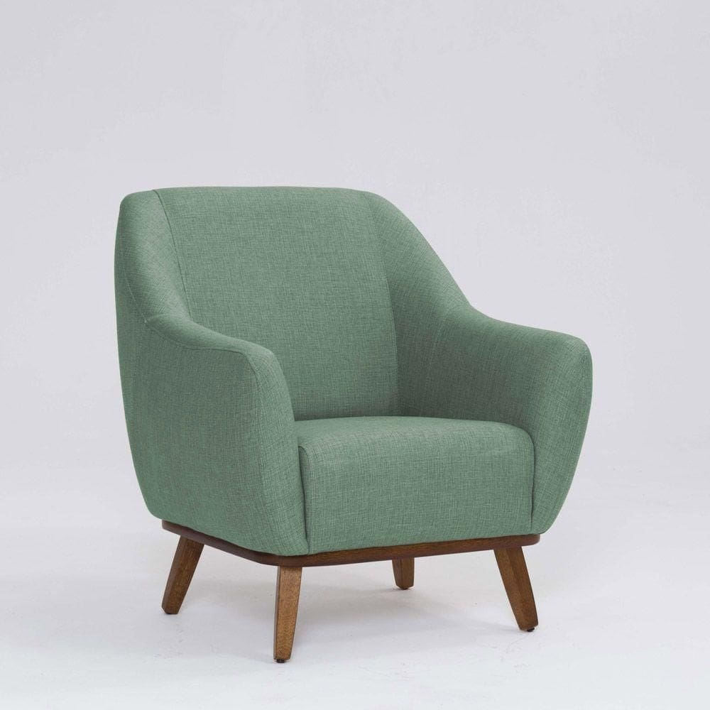 Poltrona Decorativa Pauline D07 Base Madeira Linho Mescla Verde - D`rossi