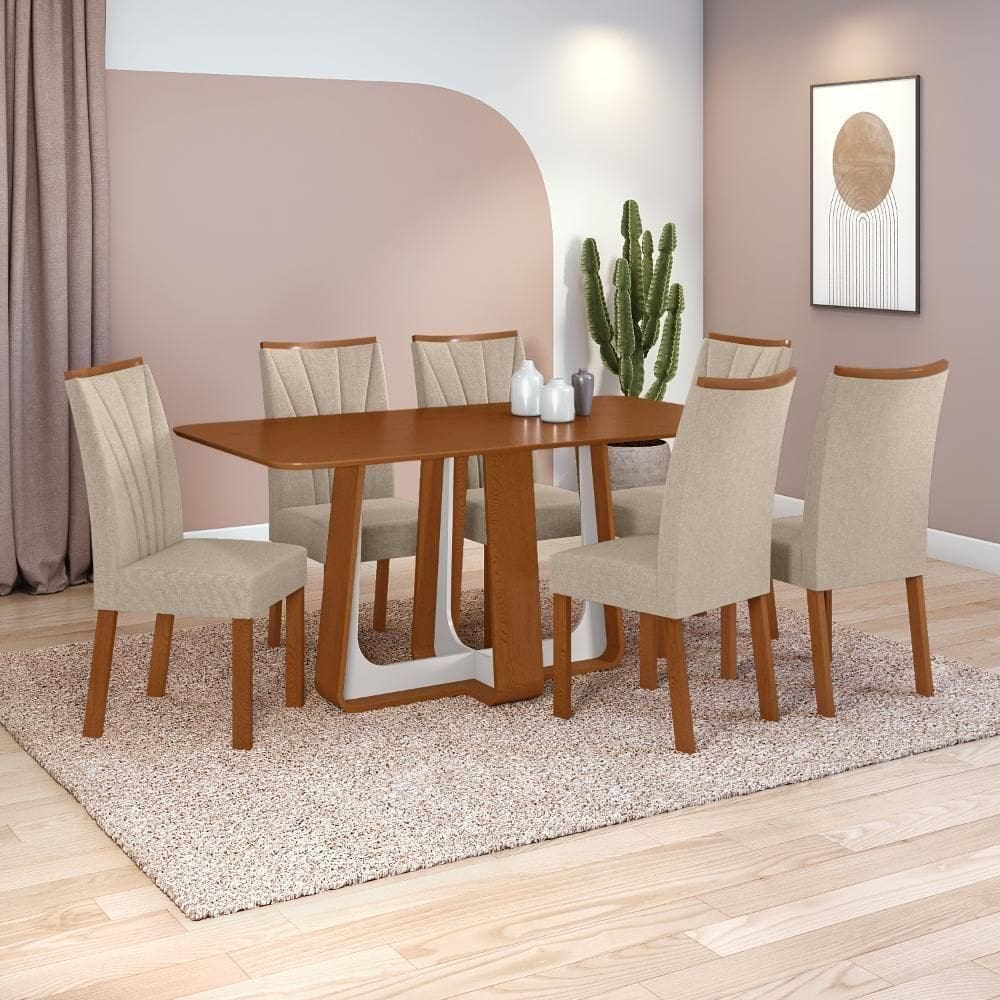 Conjunto Sala De Jantar Mesa Easy Pop 6 Cadeiras Confort