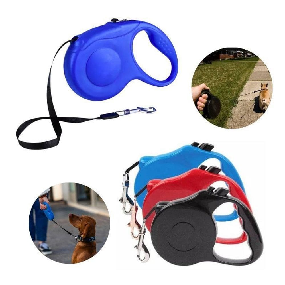 Coleira Guia Retrátil Para Cachorro Extensor 5Mts Até 15 Kg