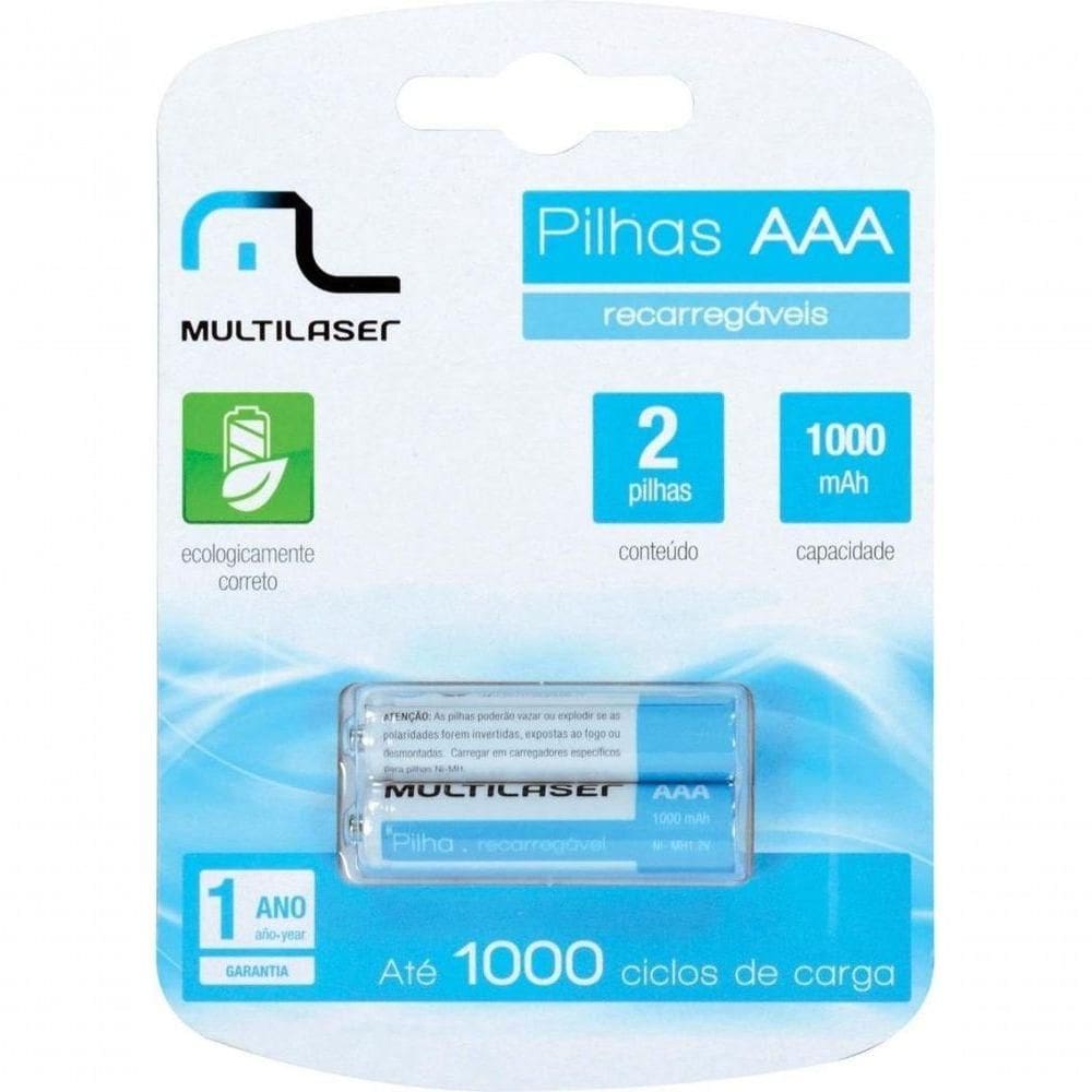 Pilha Recarregável Aaa 1000mah C/ 2