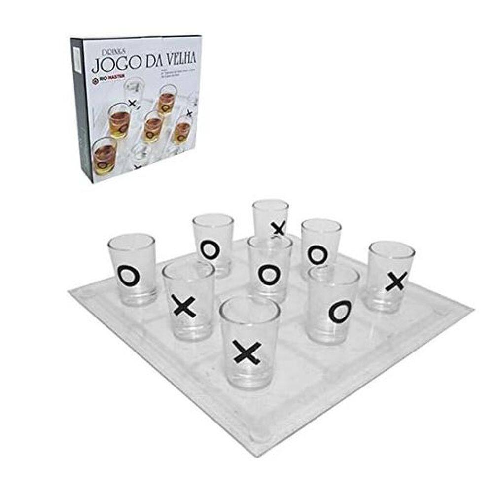 Jogo De Shot Jogo Da Velha Drink Tabuleiro De Vidro 25cm