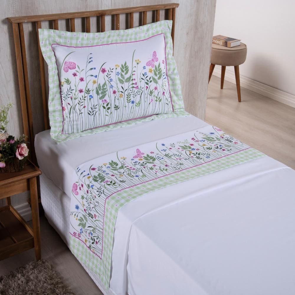Jogo De Lençol Girl 3 Peças Solteiro Poliéster Jardins