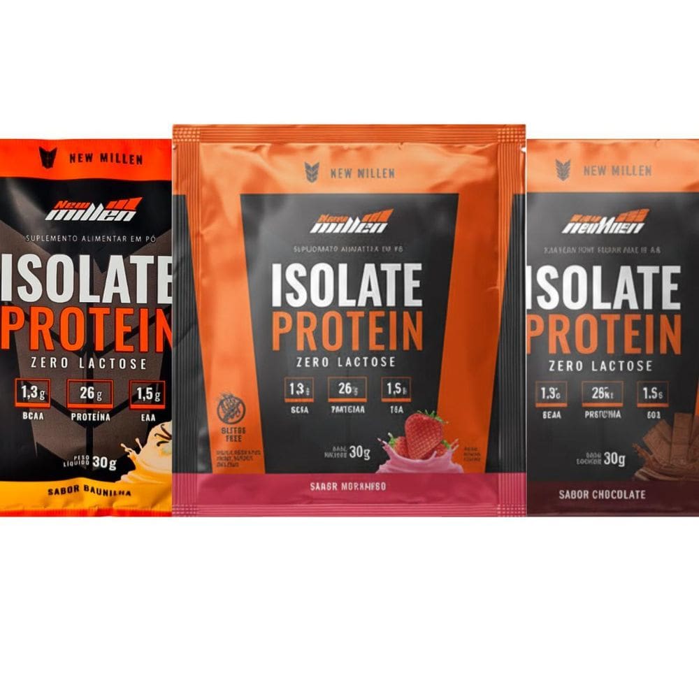 Kit 3 Whey Protein Whey Isolado Baunilha Morango Chocolate