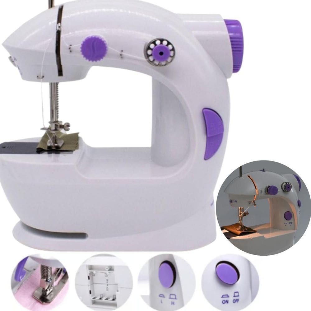 Mini Máquina De Costura Compacta Uso Doméstico Branca