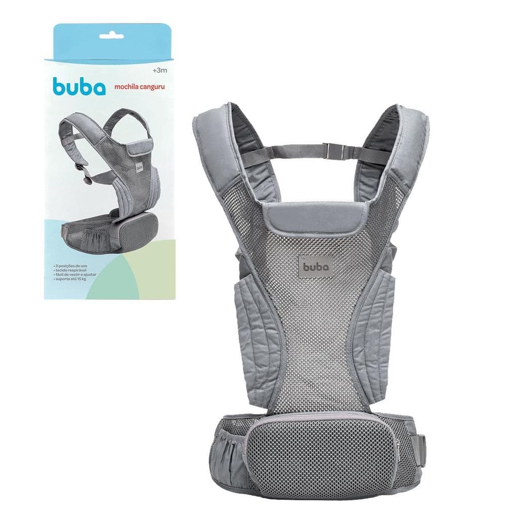 Mochila Canguru 3 Posições De Tecido Respirável - Buba