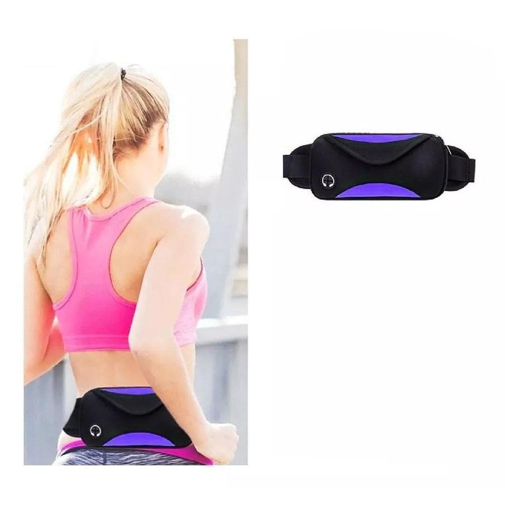 Cinta Pochete Impermeável 2 Bolsos Roxa Crs-1304 - Caerus