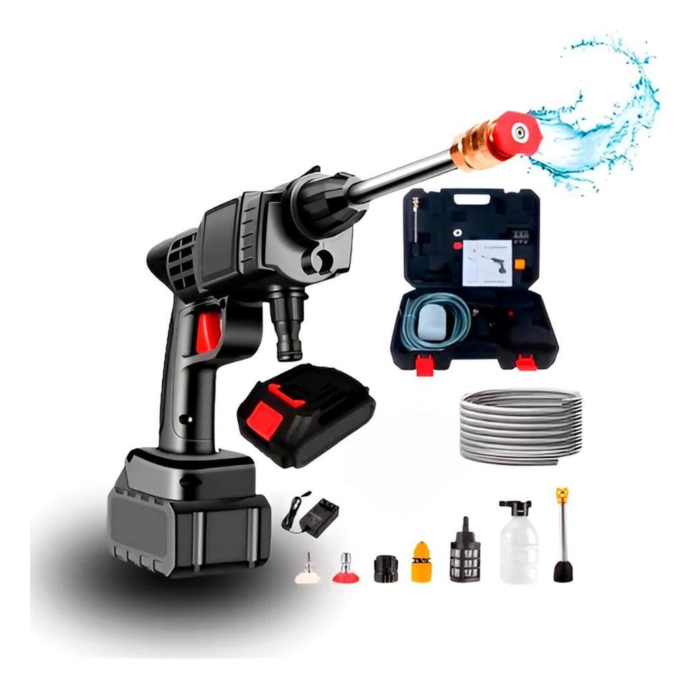 Kit Lavadora Alta Pressão Portátil Recarregável 36Bar Jardim