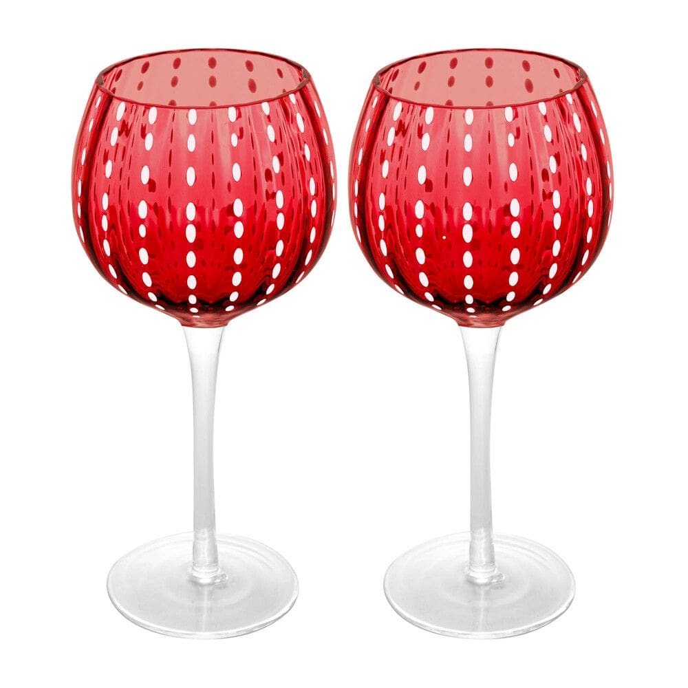 Cj 2 Taças de Vidro para Vinho Orquídea Vermelho 450ml Wolff