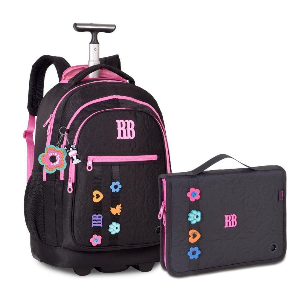 Mochila Carrinho Lancheira E Estojo Fichário Rebecca Bonbon