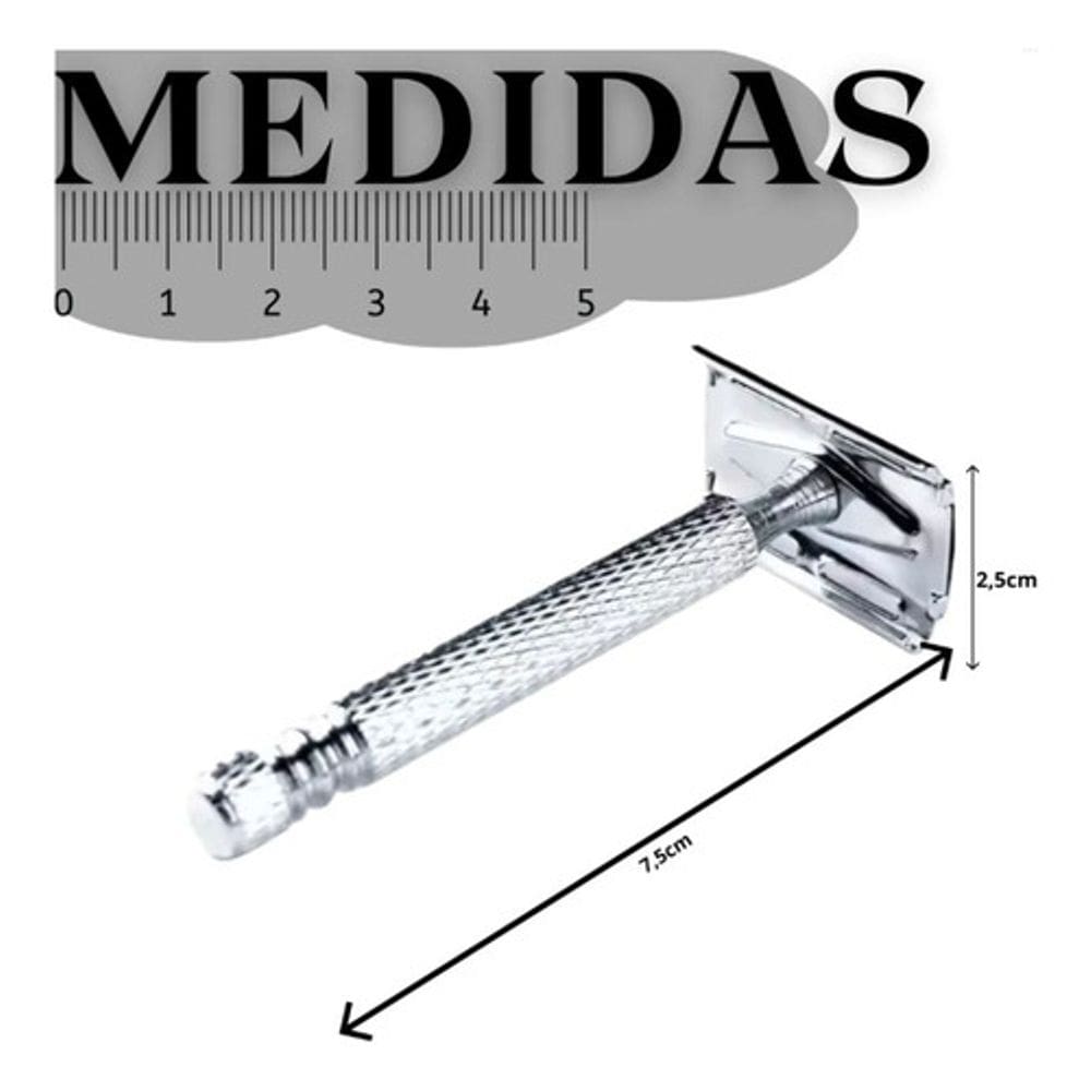 Barbeador Aparelho De Barbear Inox Lâmina Barba Retrô Jjb